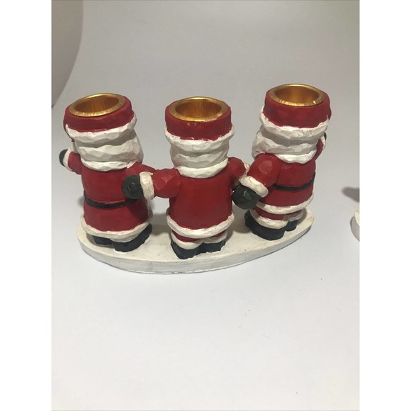 VINTAGE RESIN SANTA CANDLE HOLDERS SET OF 2 - Picture 5 of 6